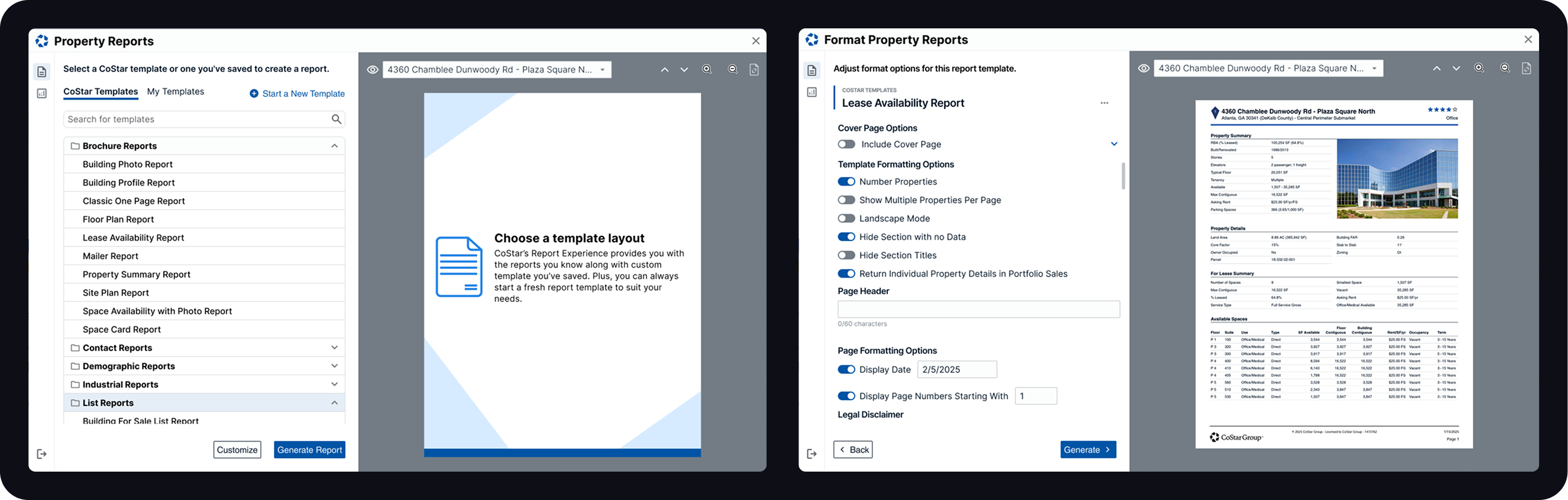 Modernized report interface templates
