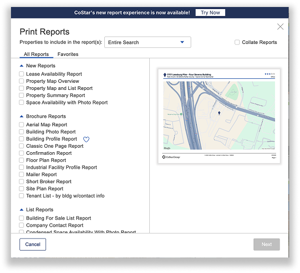 Print Reports legacy interface